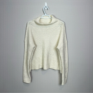 ❄️ Anthropologie Ivory Mock Neck Pullover Oversized Sweater